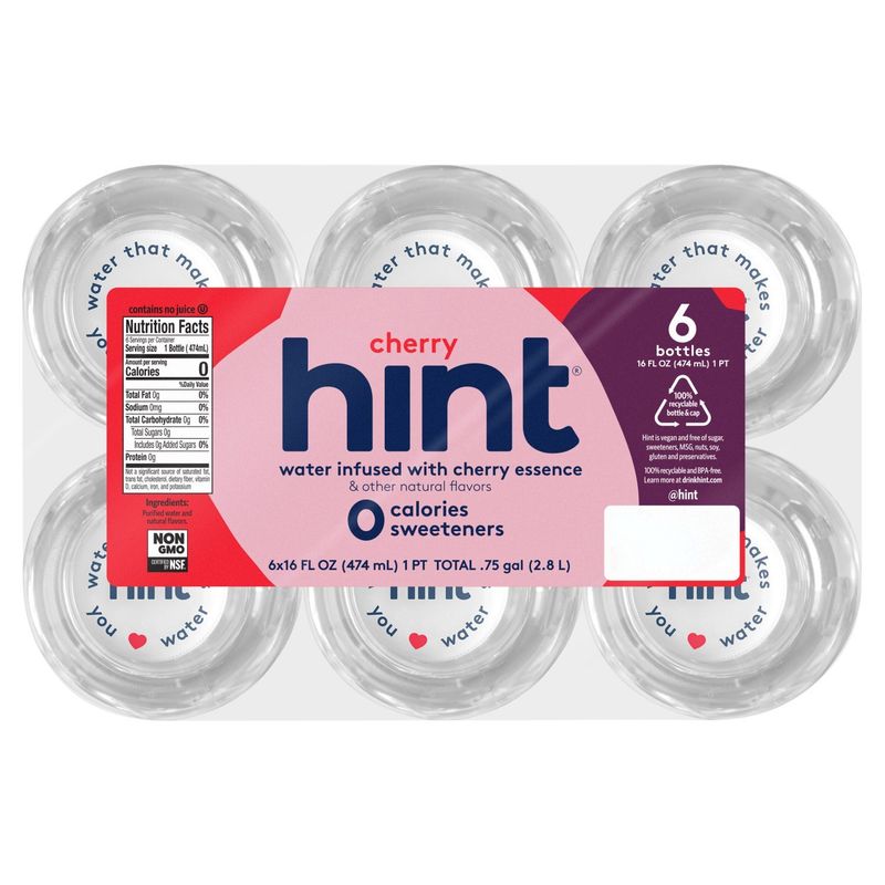 Hint Water Infused with Cherry Essence, 16 fl oz, 6 count