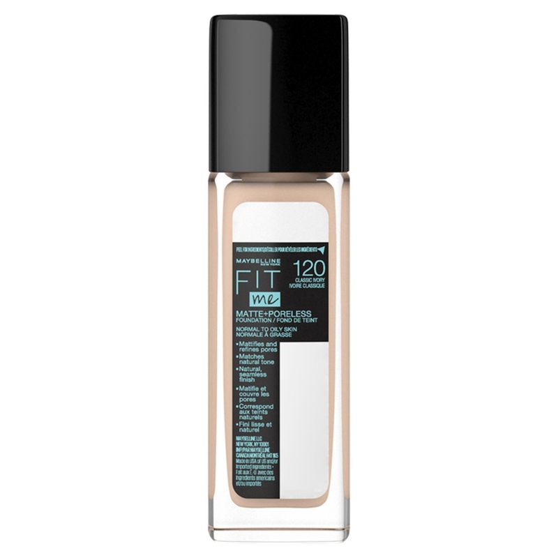 Maybelline New York Fit Me 120 Classic Ivory Matte + Poreless Foundation, 1 fl oz