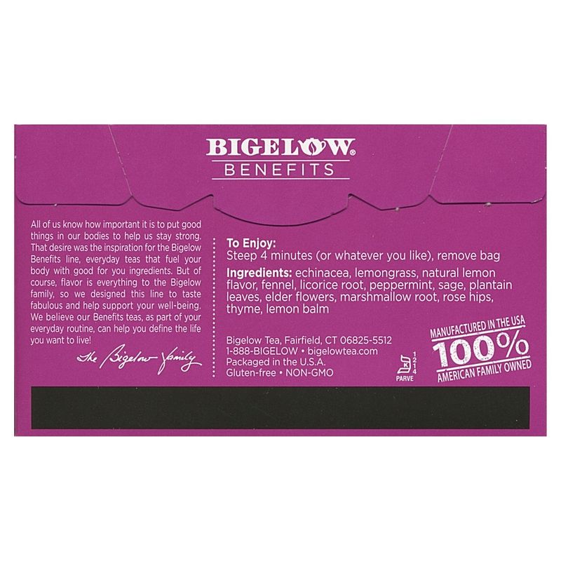 Bigelow Benefits Lemon &amp; Echinacea Herbal Tea Bags, 18 count, 1.15 oz