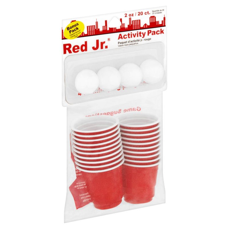 Red Jr. 2 oz Cups Activity Pack with Mini Ping Pong Balls, 20 count