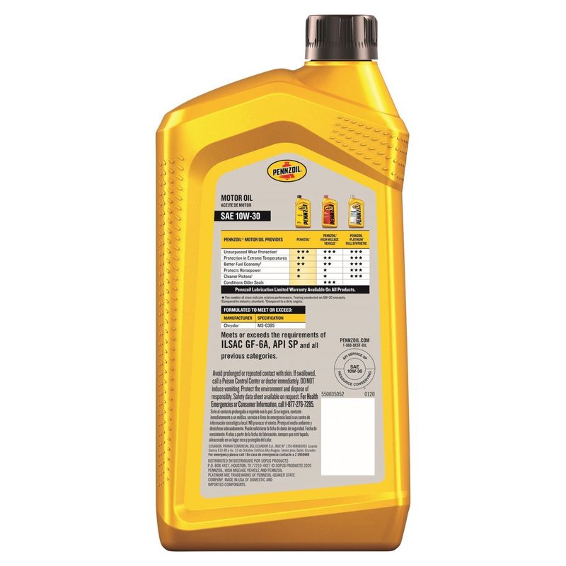 Pennzoil SAE 10W-30 Motor Oil, 1 qt