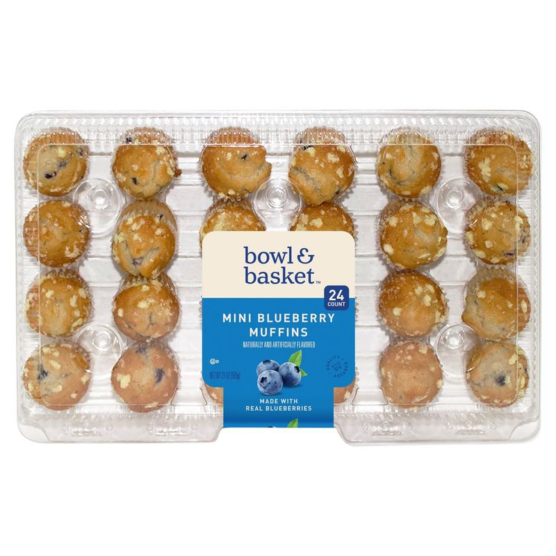 Bowl &amp; Basket Mini Blueberry Muffins, 24 count, 21 oz
