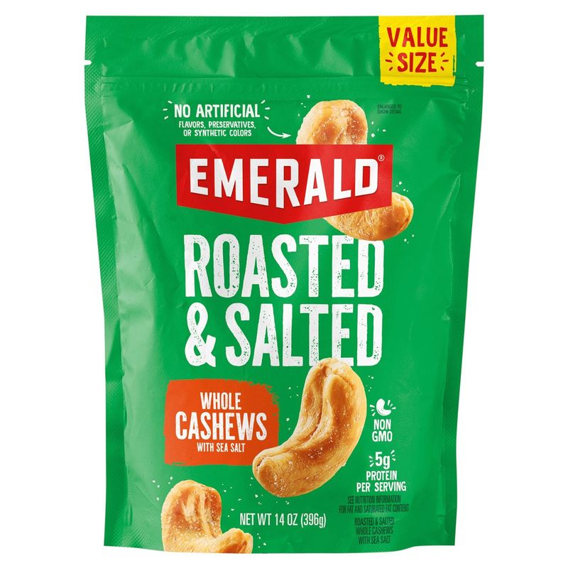 Emerald Roasted &amp; Salted Whole Cashews with Sea Salt Value Size, 14 oz