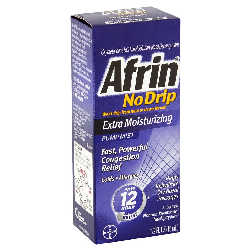Bayer Afrin No Drip Extra Moisturizing Pump Mist, 1/2 fl oz