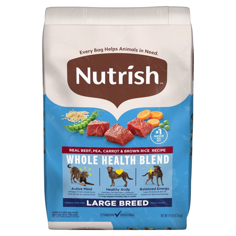 Nutrish Real Beef Whole Health Blend Large Breed Dog Food, Adult, 14 lb