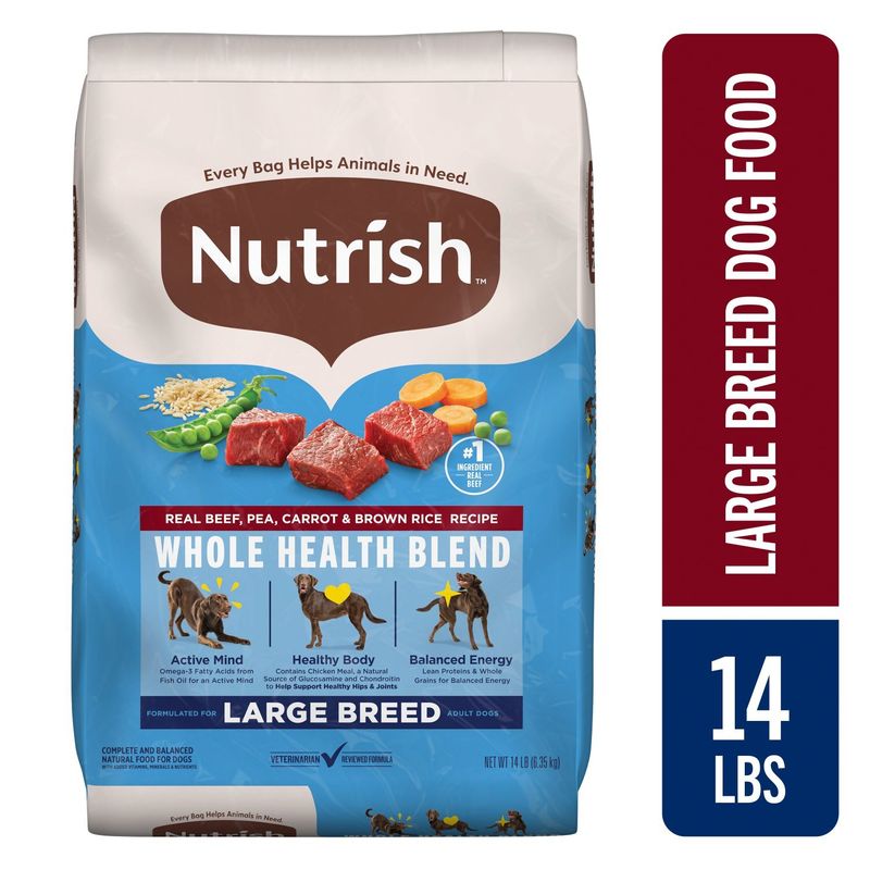 Nutrish Real Beef Whole Health Blend Large Breed Dog Food, Adult, 14 lb