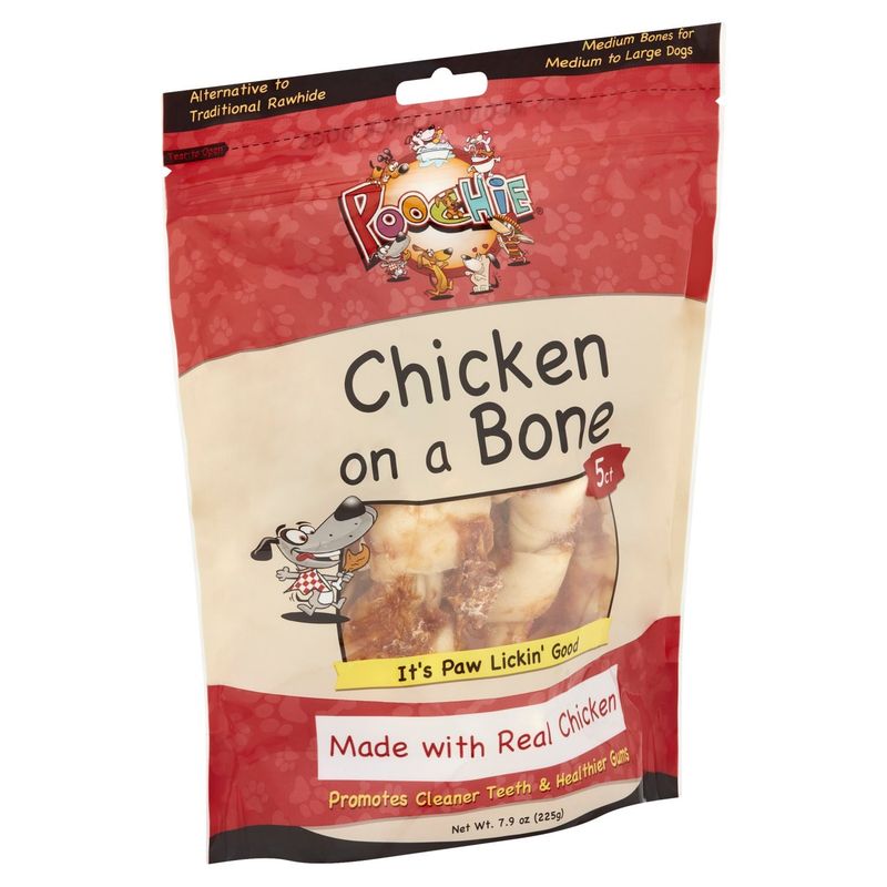 Poochie Chicken on a Bone Dog Treats, 5 count, 7.9 oz