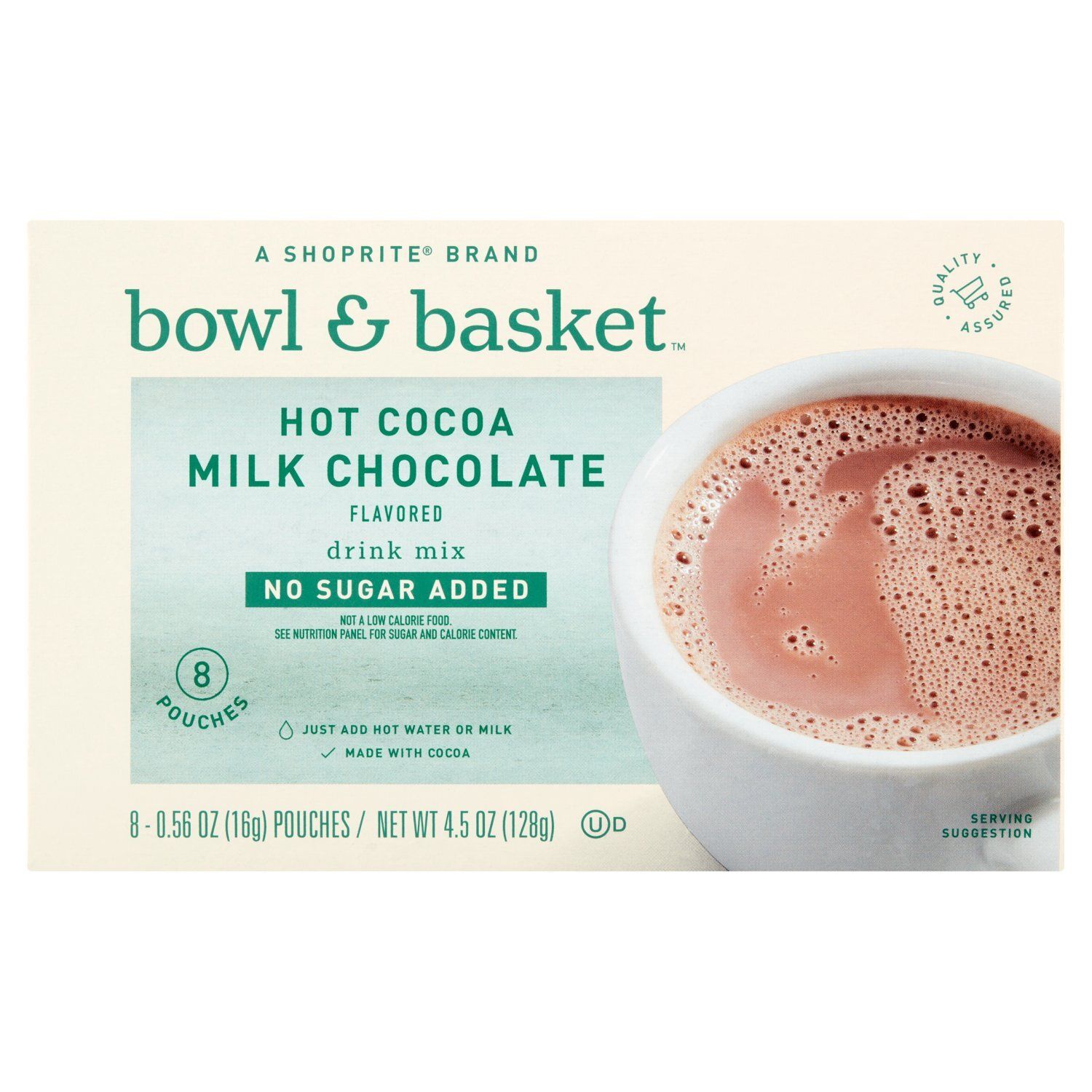 Bowl &amp; Basket No Sugar Added Hot Cocoa Milk Chocolate Flavored Drink Mix, 0.56 oz, 8 count