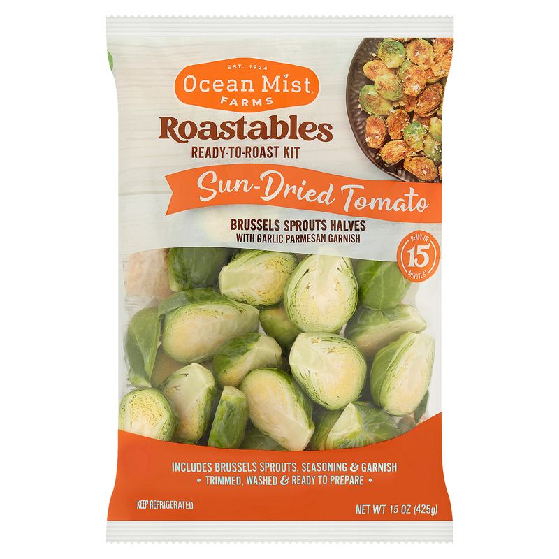 Ocean Mist Farms Roastables Brussels Sprouts Halves Sun-Dried Tomato Ready-to-Roast Kit, 15 oz bag