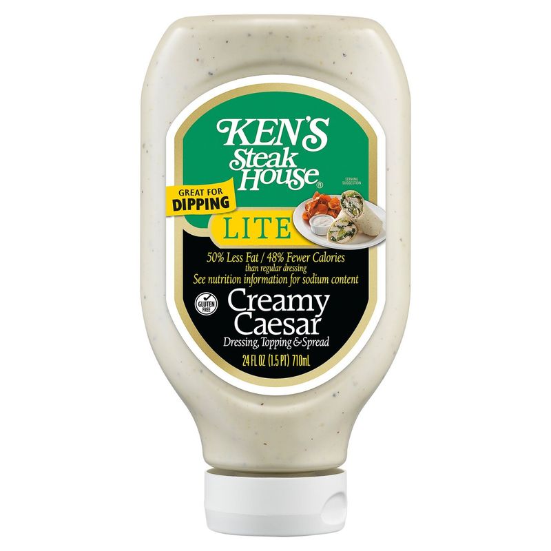 Ken's Steak House Lite Creamy Caesar Dressing, Topping &amp; Spread, 24 fl oz