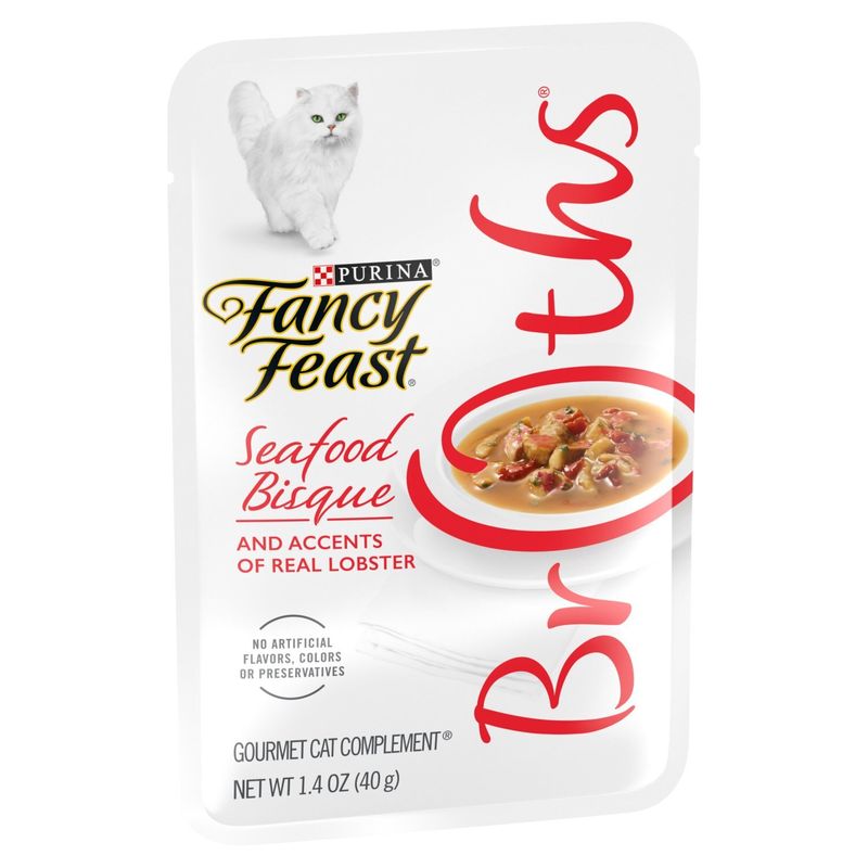 Purina Fancy Feast Broths Seafood Bisque and Accents of Real Lobster Gourmet Cat Complement, 1.4 oz