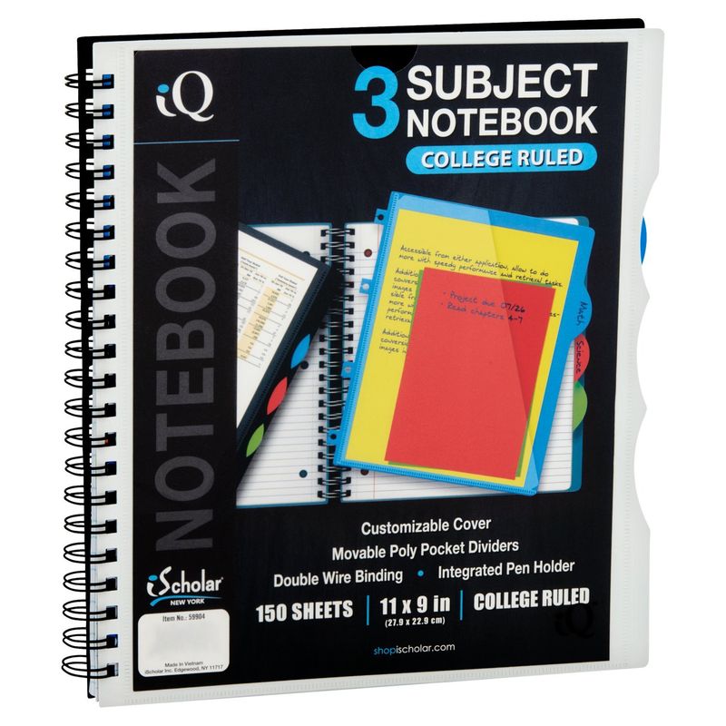 iScholar New York 3 Subject College Ruled Notebook, 150 sheets