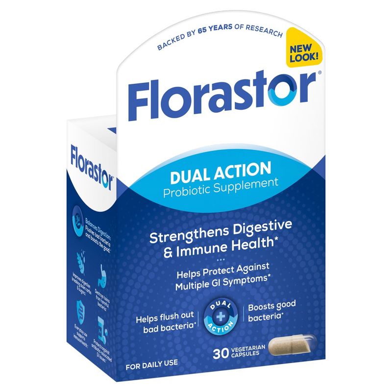 Florastor Dual Action Probiotic Supplement, 30 count