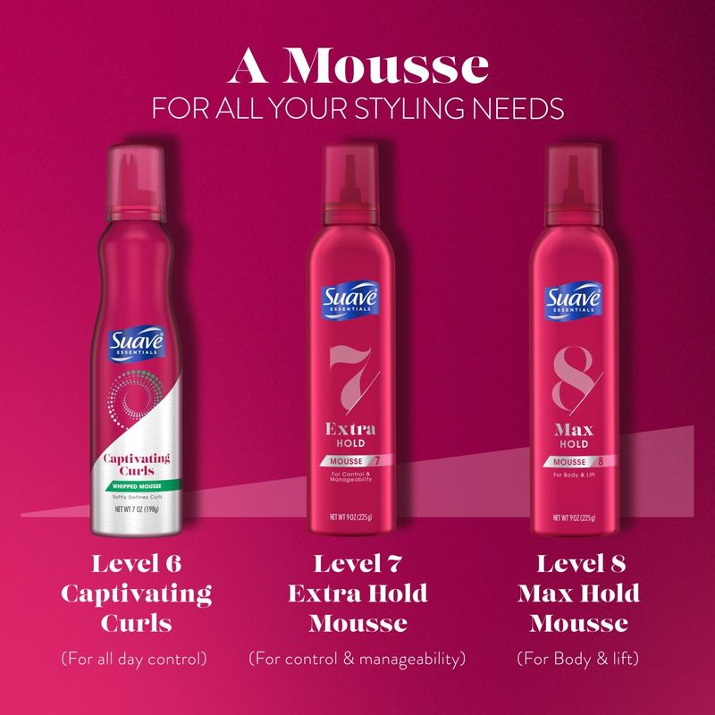 Suave Essentials Extra Hold 7 Mousse, 9 oz