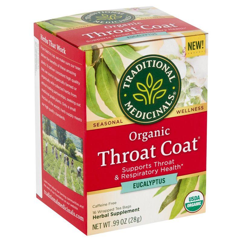 Traditional Medicinals Throat Coat Organic Eucalyptus Herbal Supplement, 16 count, .99 oz