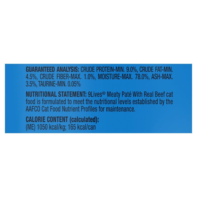 9Lives Meaty Paté with Real Beef Cat Food, 5.5 oz, 4 count