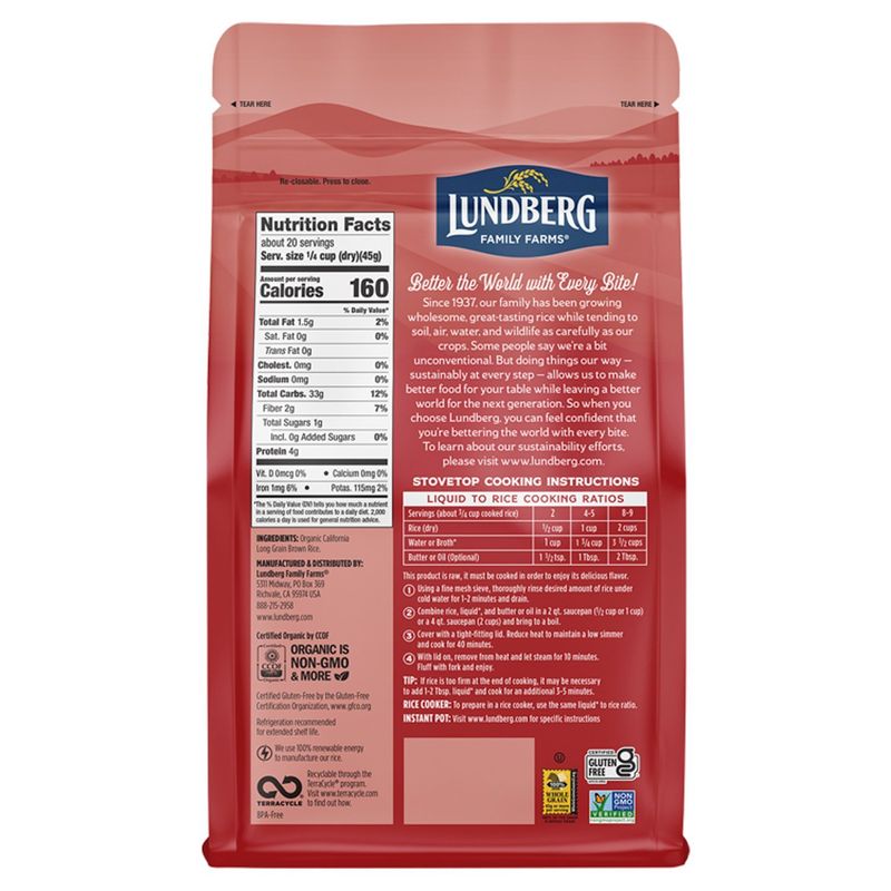 Lundberg Family Farms 2LB OG CALIFORNIA BROWN BASMATI RICE