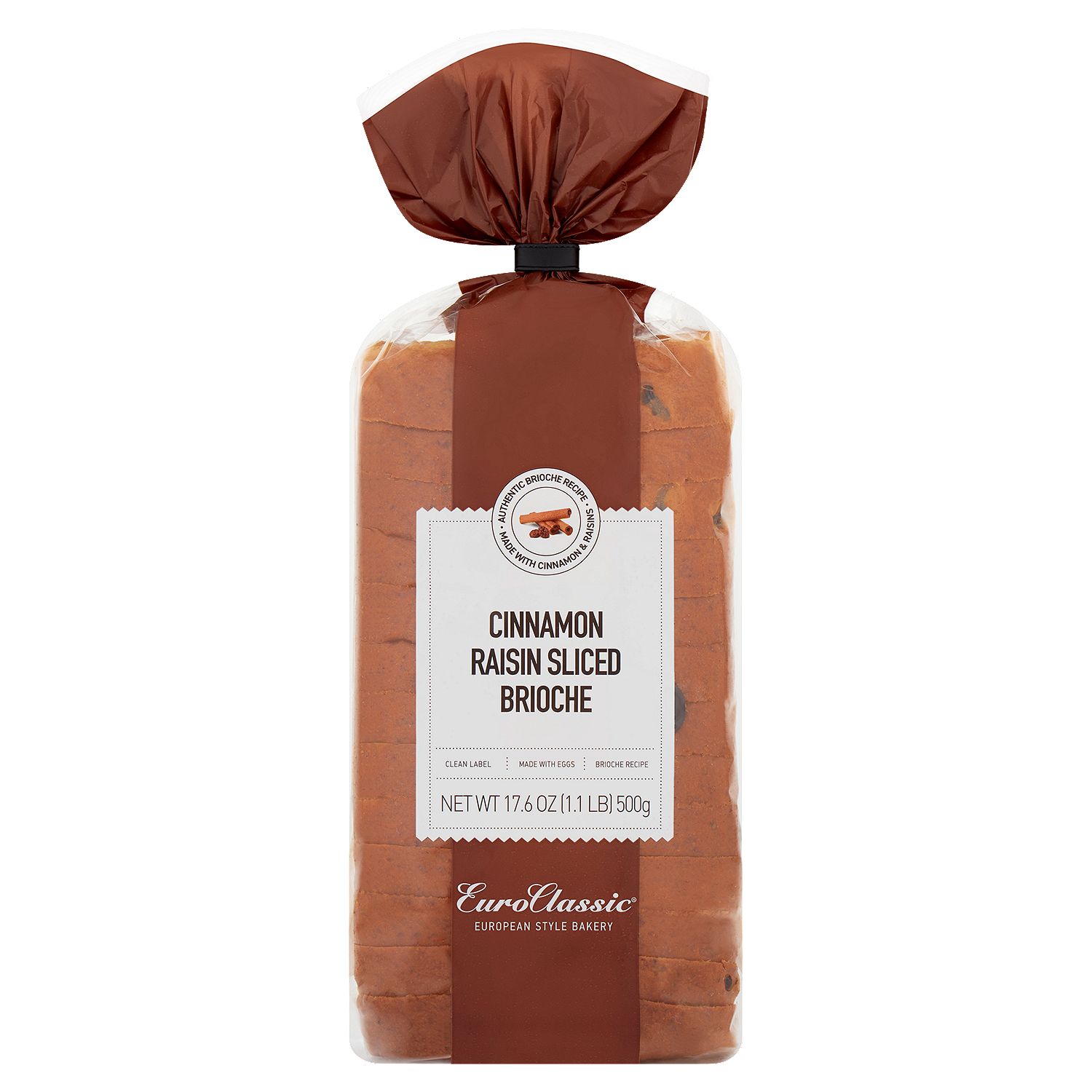 Euro Classic Cinnamon Raisin Sliced Brioche, 17.6 oz