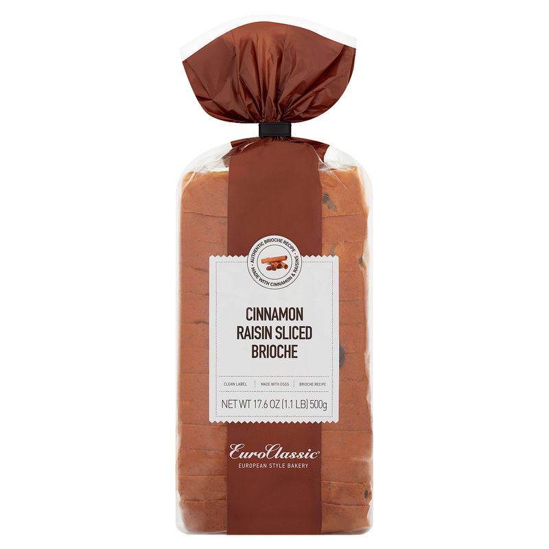Euro Classic Cinnamon Raisin Sliced Brioche, 17.6 oz