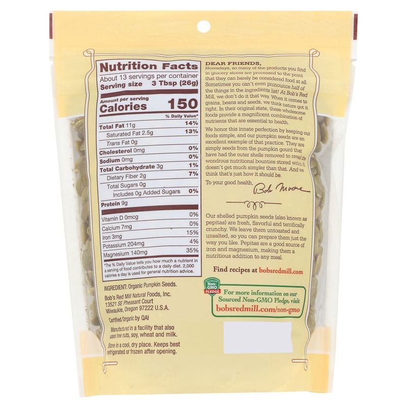 Bob's Red Mill Organic Premium Shelled Pepitas Pumpkin Seeds, 12 oz