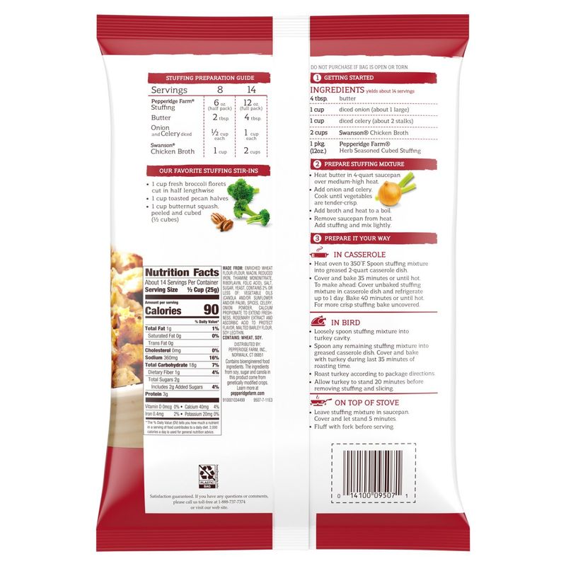 Pepperidge Farm Herb Seasoned Cubed Stuffing, 12 oz