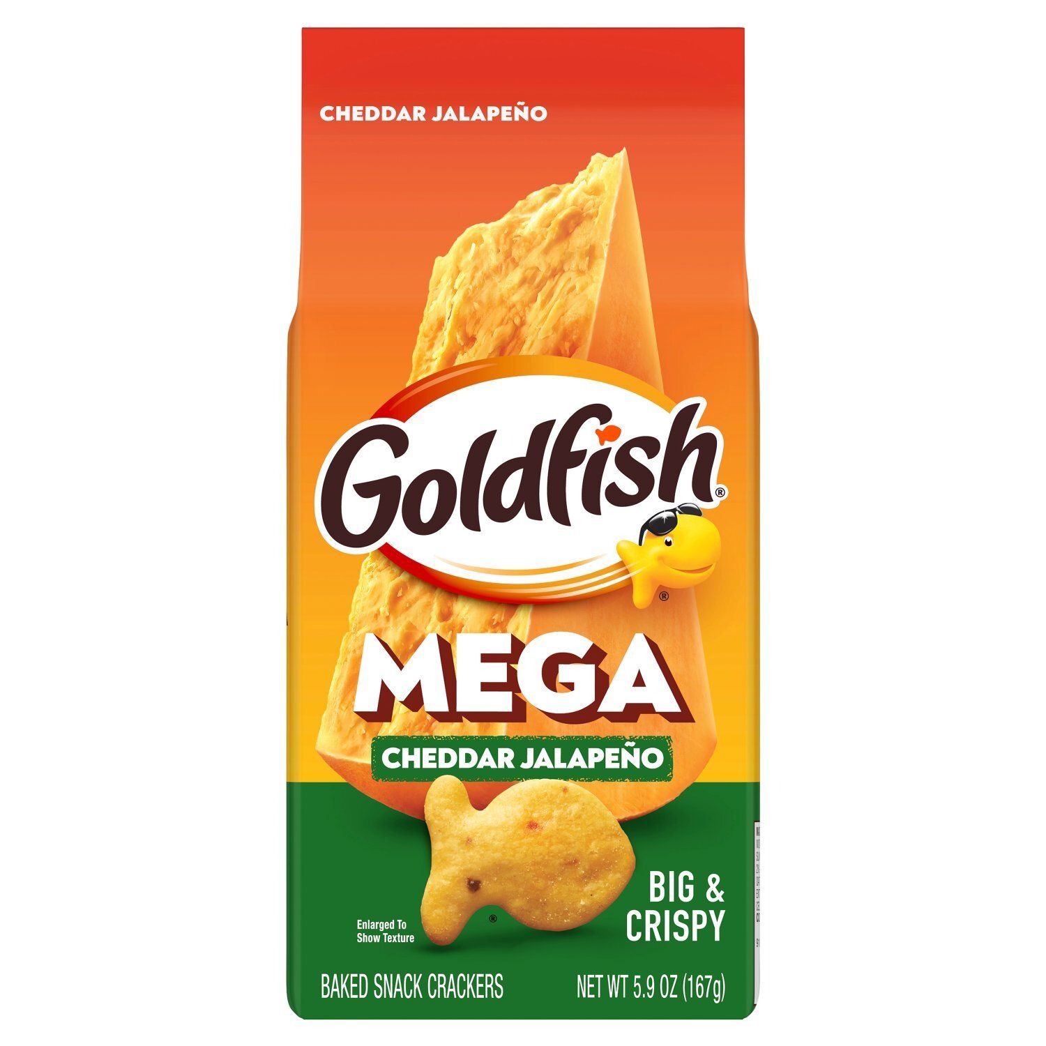 Goldfish Mega Cheddar Jalapeño Baked Snack Crackers, 5.9 oz