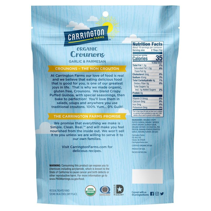 Carrington Farms Organic Garlic &amp; Parmesan Crounons, 4.75 oz