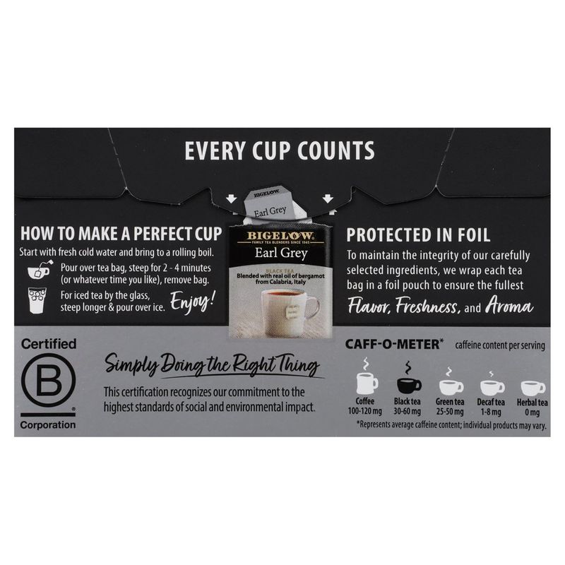 Bigelow Earl Grey Black Tea Bags, 20 count, 1.18 oz
