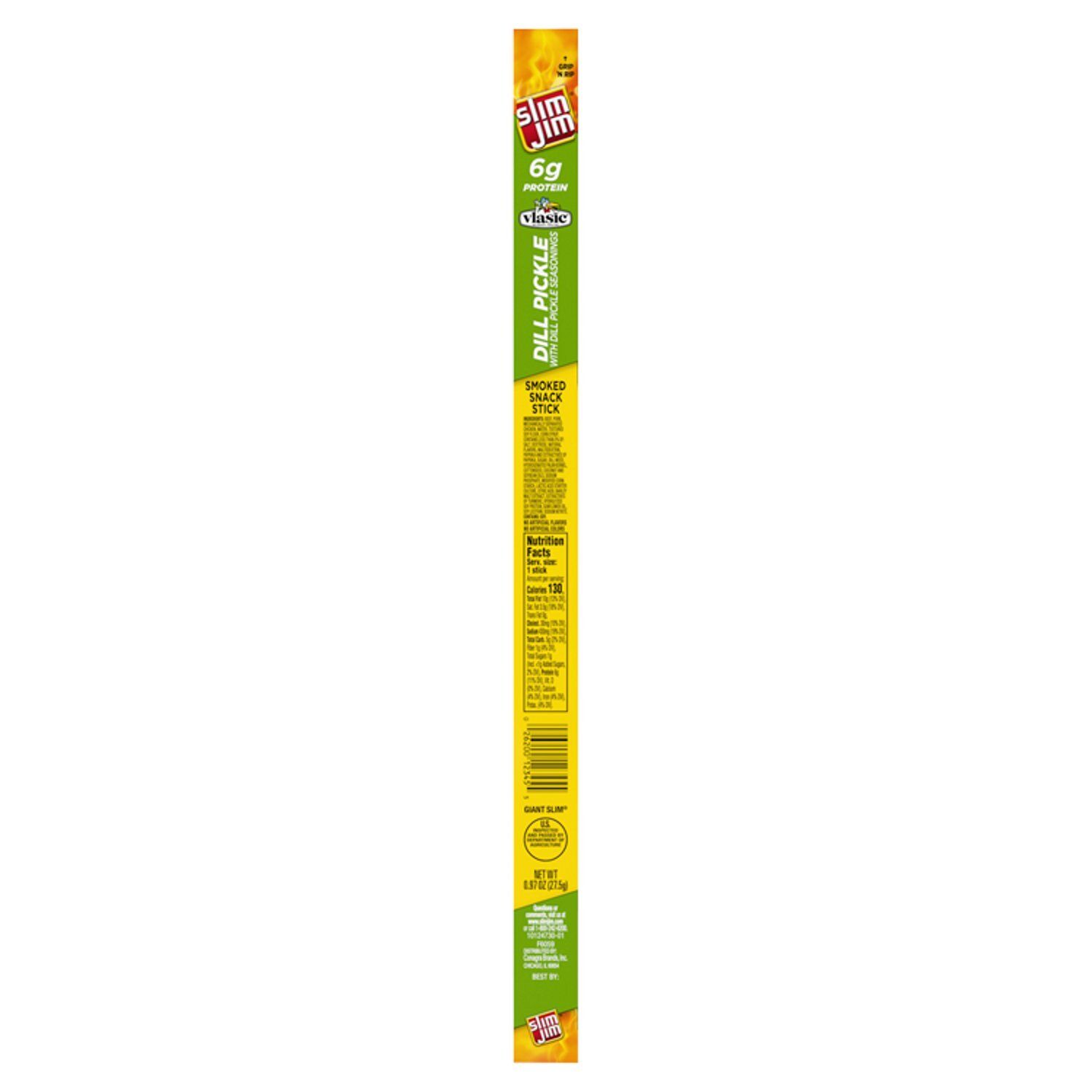 Slim Jim Dill Pickle with Dill Pickle Seasonings Smoked Snack Stick, 0.97 oz