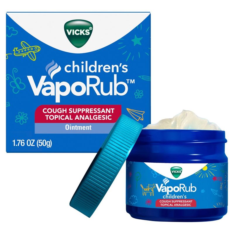 Vicks Vaporub Children's Cough Suppressant Topical Analgesic Ointment, 2+ Years, 1.76 oz