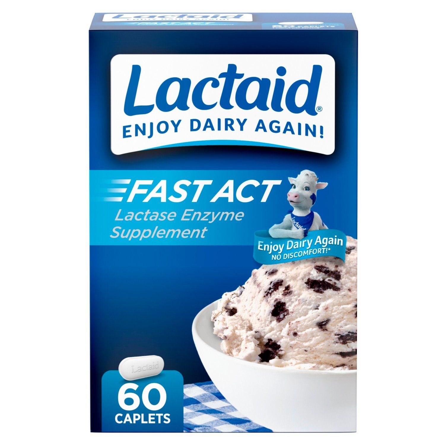 Lactaid Fast Act Lactase Enzyme Supplement, 60 count