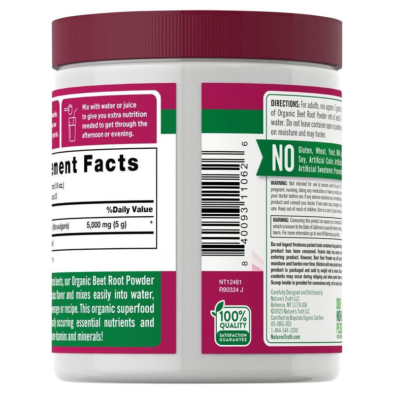 Nature's Truth Organic Beet Root Powder Vegetarian Dietary Supplement, 6.1 oz