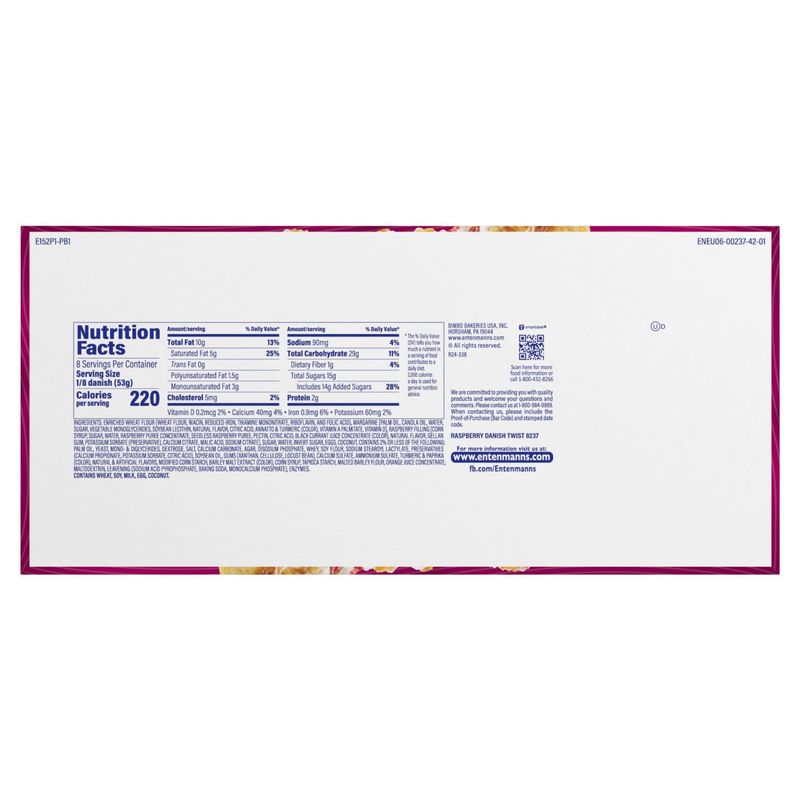 Entenmann's Raspberry Danish Twist, 15 oz