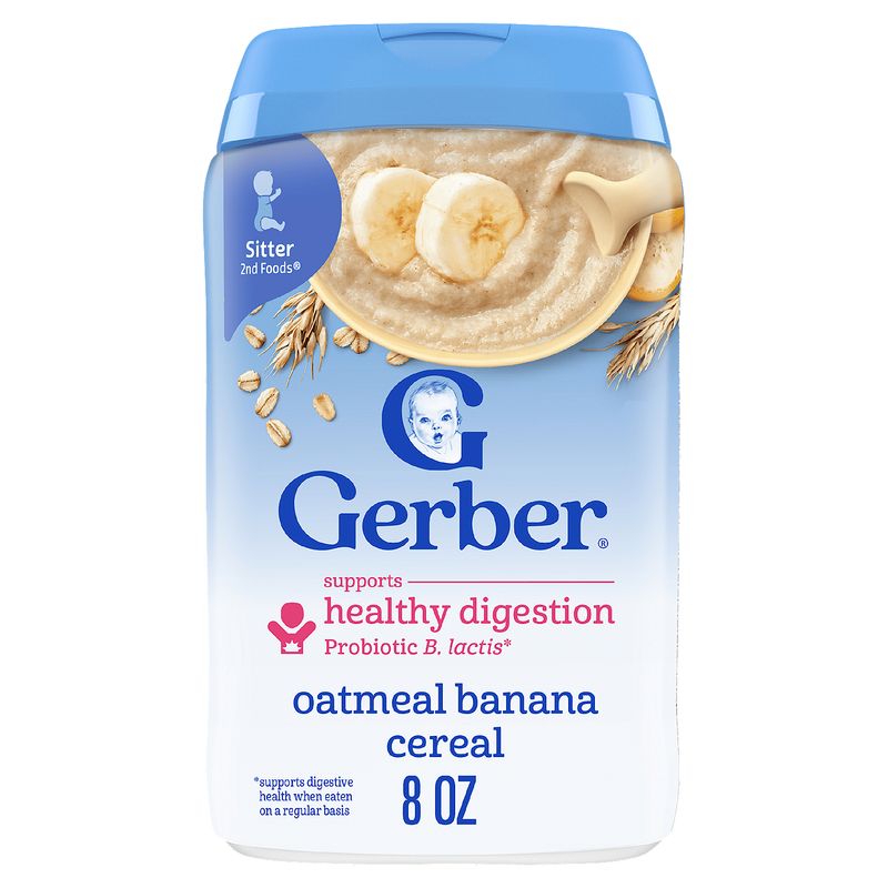 Gerber 2nd Foods Oatmeal Banana Cereal Baby Food, Sitter, 8 Oz