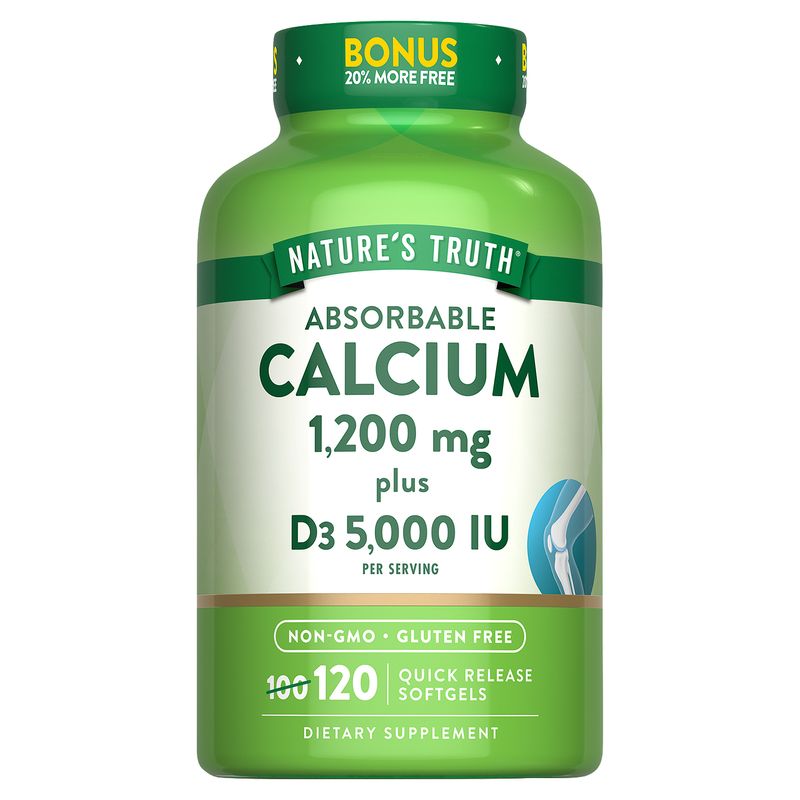 Nature's Truth Absorbable Calcium Plus D3 Dietary Supplement, 120 count