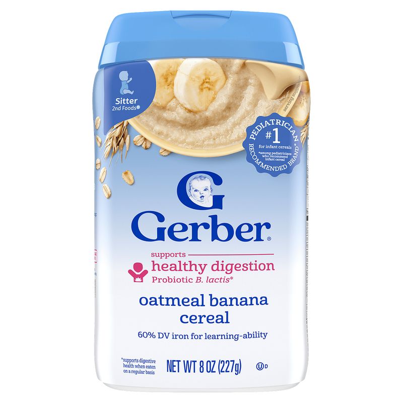 Gerber 2nd Foods Oatmeal Banana Cereal Baby Food, Sitter, 8 Oz