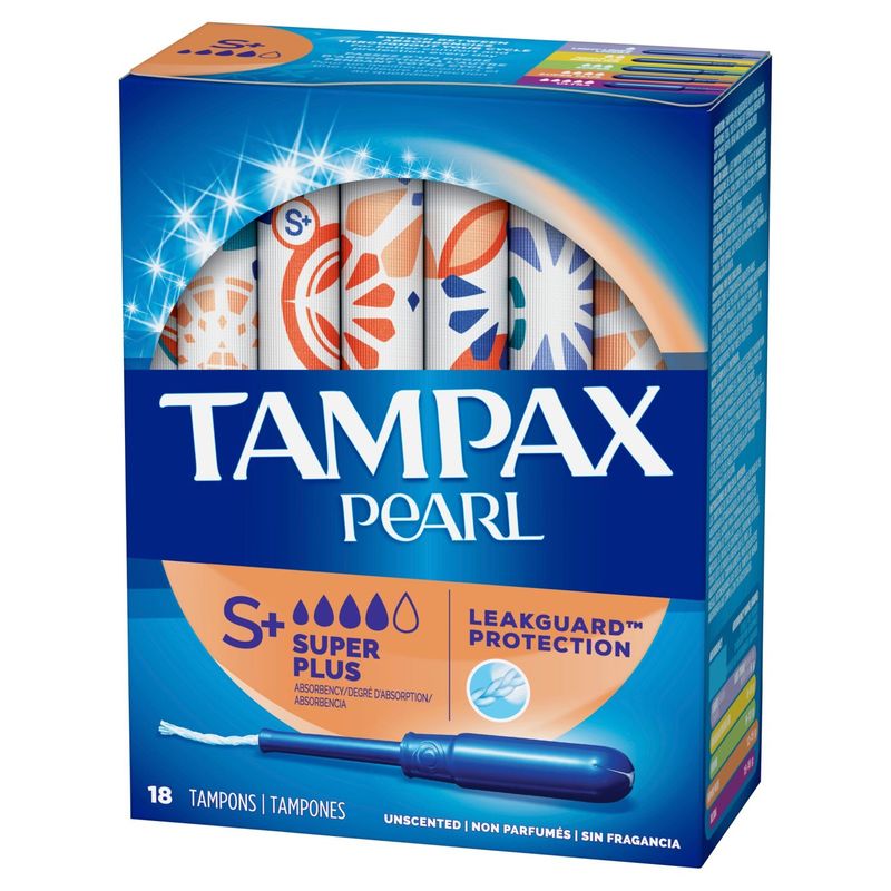 Tampax Pearl Super Plus Absorbency Unscented Tampons,18 count