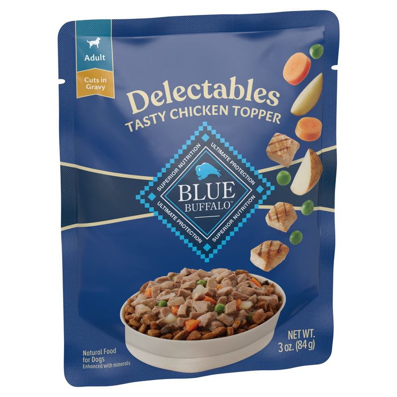 Blue Buffalo Delectables Tasty Chicken Topper Cuts in Gravy Adult Natural Food for Dogs, 3 oz
