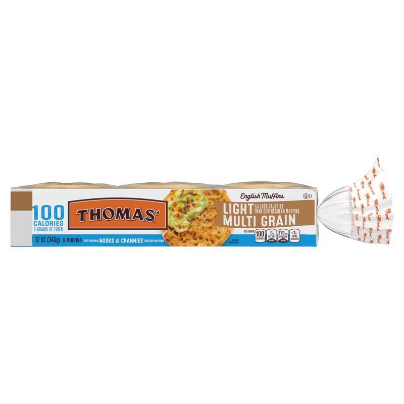 Thomas' Light Multi Grain English Muffins, 12 count, 8 oz