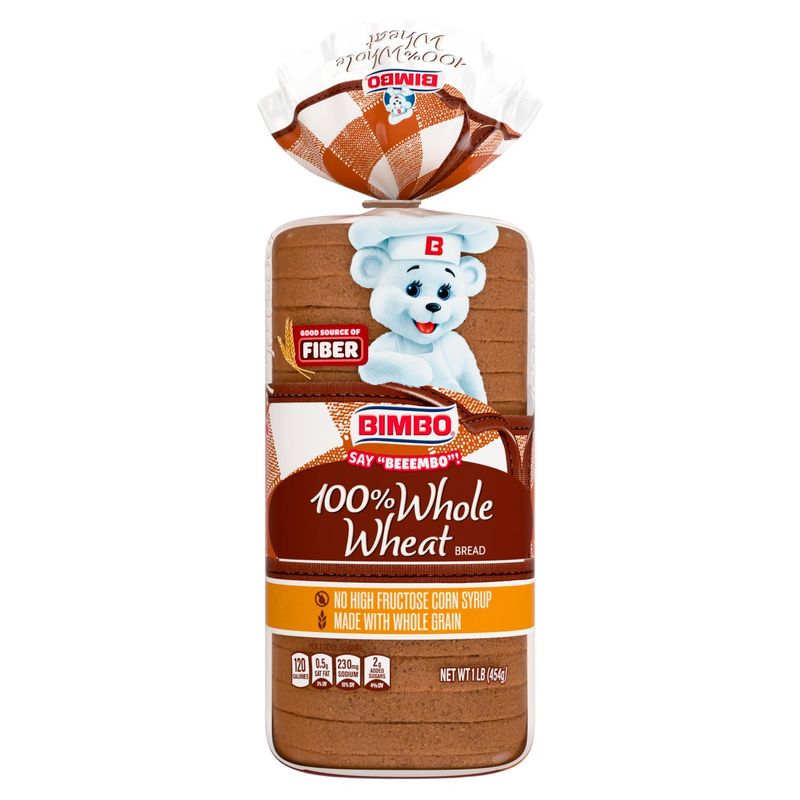 Bimbo 100% Whole Wheat Bread, 1 lb