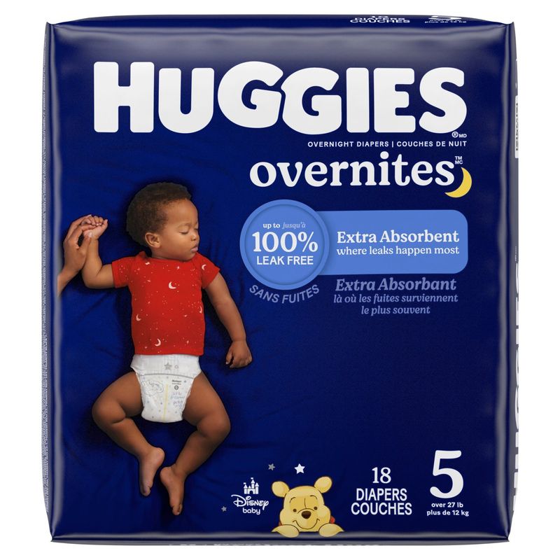 Huggies Overnites Disney Baby Overnight Diapers, Size 5, Over 27 lb, 18 count