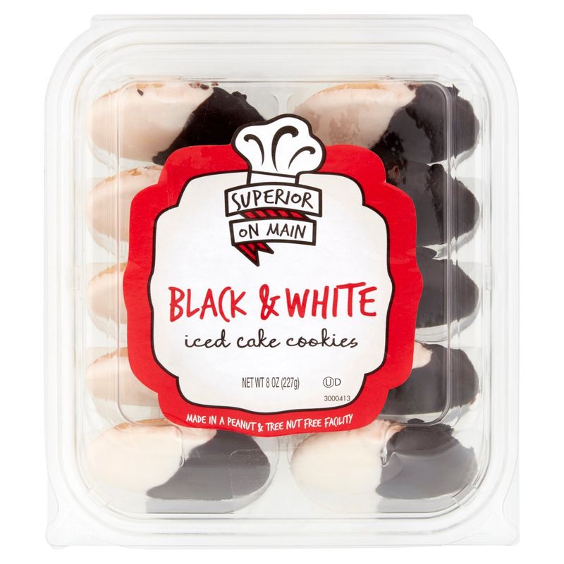 Superior on Main Black &amp; White Iced Cake Cookies, 10 count, 8 oz