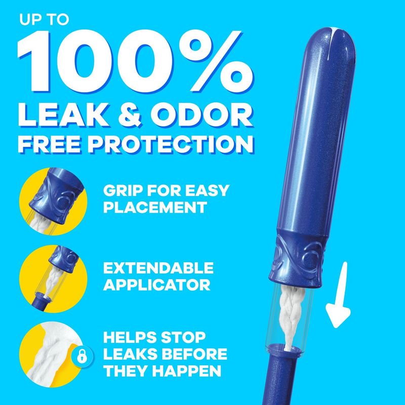 Tampax Compact Pearl Tampons Multipack, with LeakGuard Braid &amp; Extendable Applicator, Regular/Super