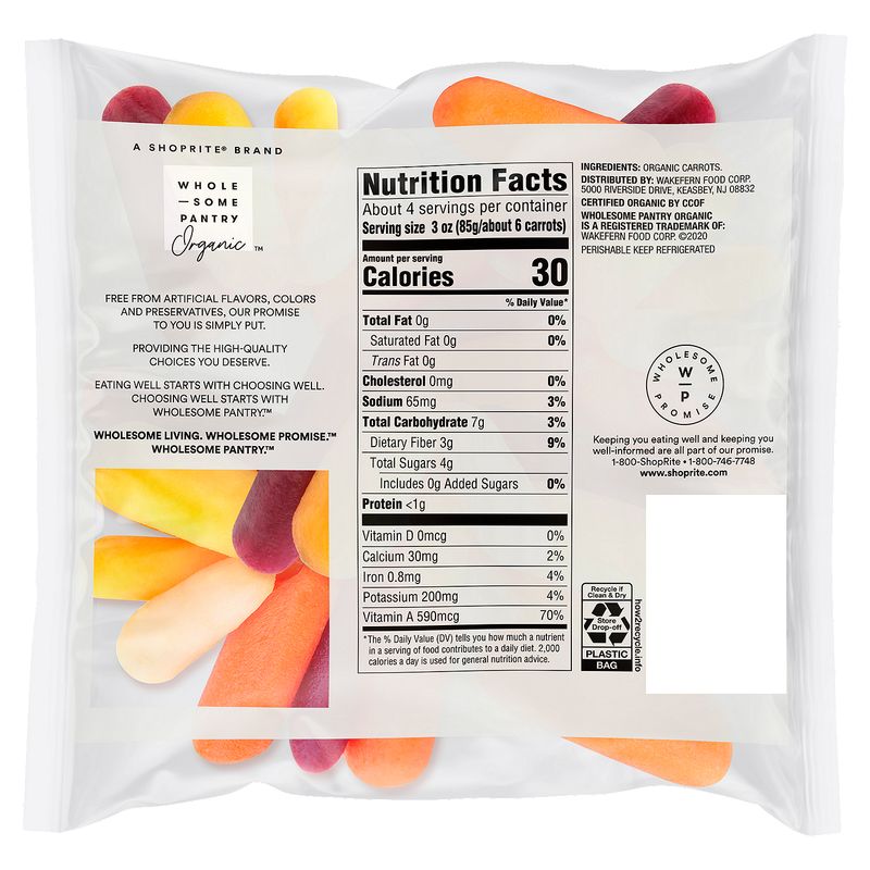 Wholesome Pantry Organic Rainbow Baby Carrots, 12 oz bag