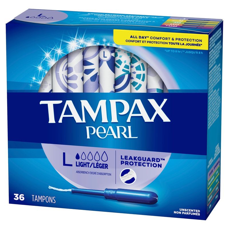 Tampax Pearl Light Absorbency Unscented Tampons, 36 count