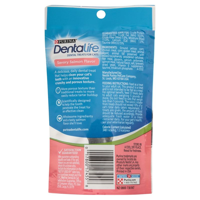 Purina DentaLife Savory Salmon Flavor Dental Treats for Cats, 1.8 oz