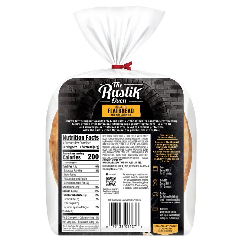 The Rustik Oven Original Artisan Style Flatbread Made with Sourdough, 4 count, 9.5 oz