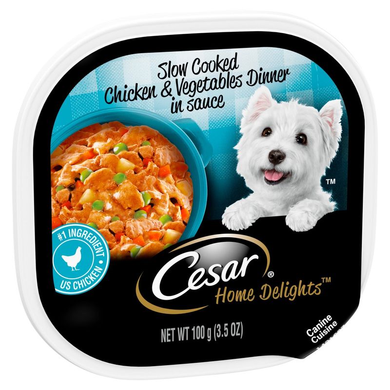 Cesar Home Delights Slow Cooked Chicken &amp; Vegetables Dinner in Sauce Dog Food, 3.5 oz