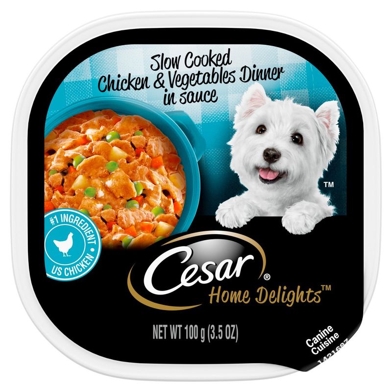 Cesar Home Delights Slow Cooked Chicken &amp; Vegetables Dinner in Sauce Dog Food, 3.5 oz