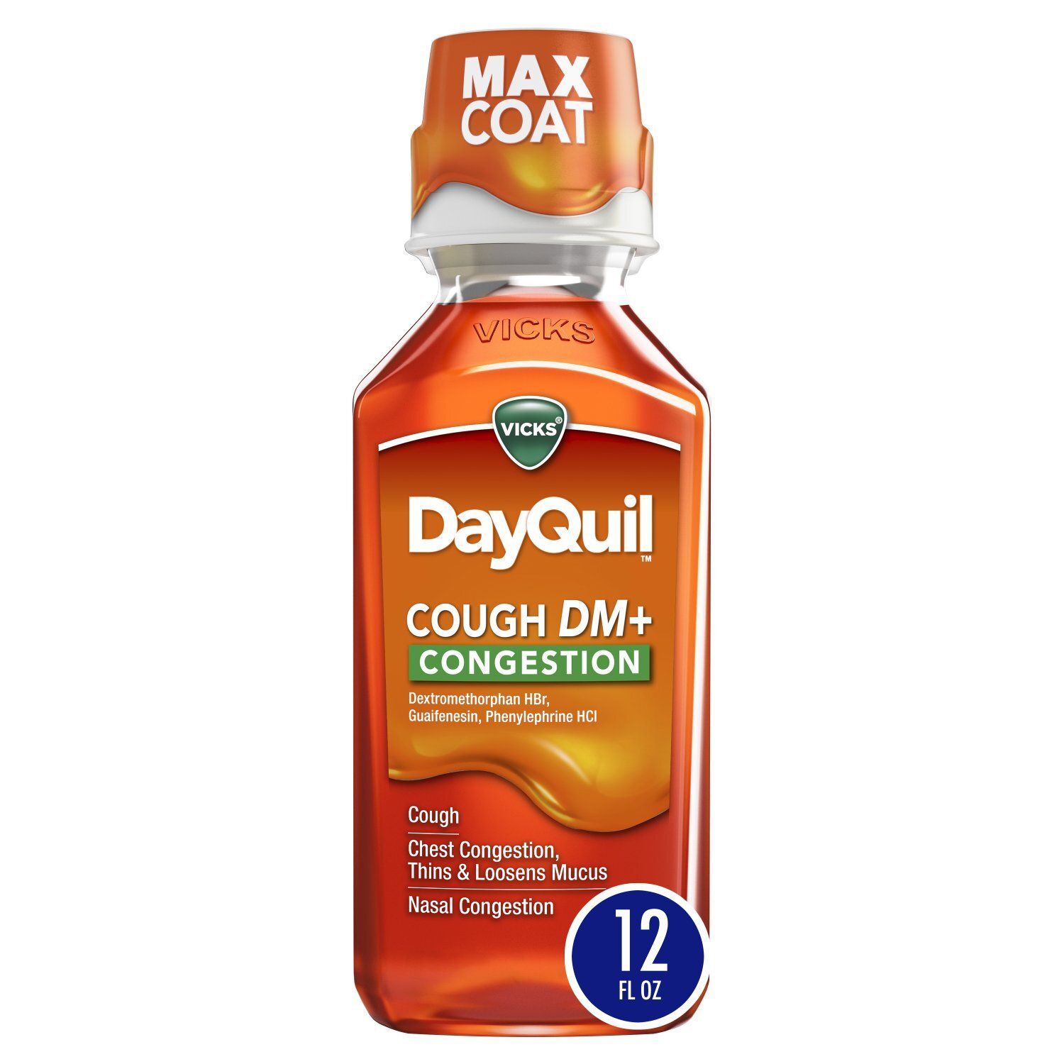 Vicks DayQuil Cough DM+ Congestion Relief Liquid Medicine, Maximum Strength Multi-Symptom Non-Drows